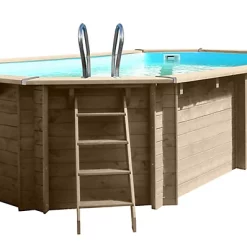 Castorama Piscine Bois Blooma Kariba Liner Bleu LDD 6,37 X 4,12 X H.1,33 M