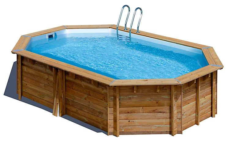 Castorama Piscine Bois Blooma Lokka Liner Bleu LDD 5,51 X 3,51 M
