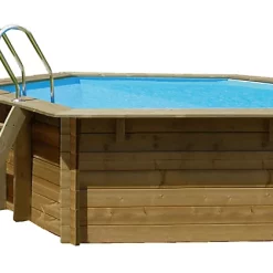 Castorama Piscine Bois Blooma Lunda Liner Bleu LDD ø4,12 X H.1,19 M