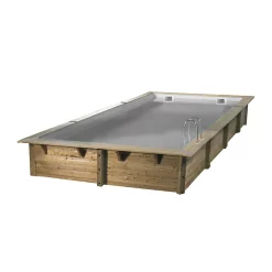 Castorama Piscine Bois Rectangulaire Ibiza Liner Gris 3,5 X 6,5 X H.1,4 M