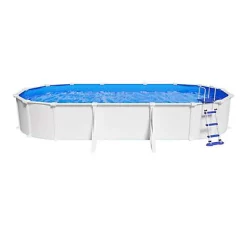 Castorama Piscine Hors Sol Acier Blanc Ovale Gré Atlantis LDD 7,30 X 3,75 X H.1,32 M
