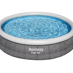 Castorama Piscine Hors Sol Autoportante Ronde Effet Bois Bestway Fast Set ø3,66 X H.0,76 M