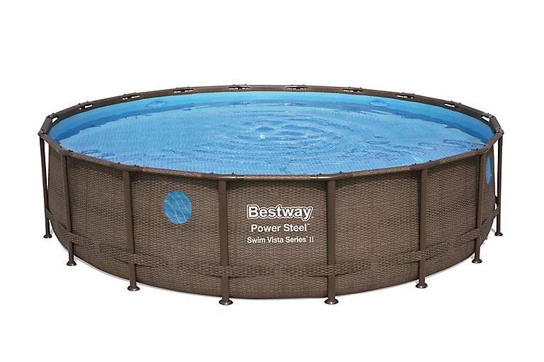 Castorama Piscine Hors Sol Bestway Power Steel Swim Vista Bois ø5,49 X H.1,22 M