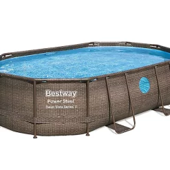 Castorama Piscine Hors Sol Tubulaire Effet Bois Ovale Bestway Power Steel Swim Vista 4,88 X 3,05 M