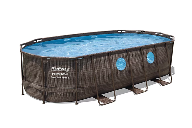 Castorama Piscine Hors Sol Tubulaire Effet Bois Ovale Bestway Power Steel Swim Vista 5,49 X 2,74 M