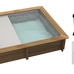Castorama Piscine Urbaine Mypool 4,20 X 3,50 X H.1,33 M + Couverture Automatique Et Coffre Bois